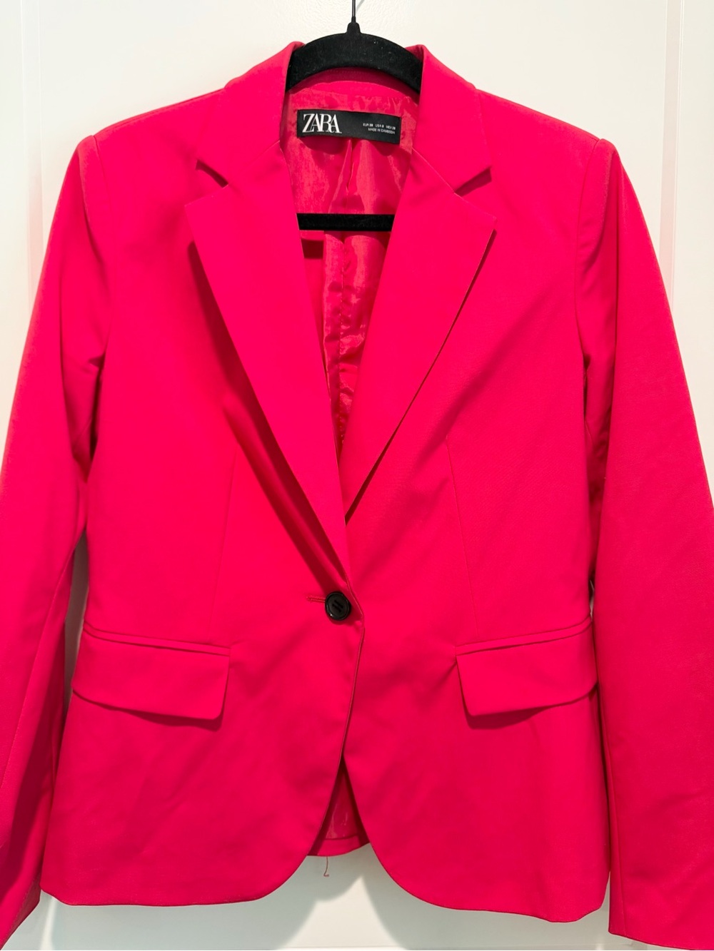 Zara Hot Pink Fuchsia Blazer Size 6 Tailored Statement Jacket Barbiecore - Picture 6 of 8